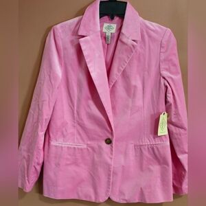 BNWT Rosy Pink Velvet Blazer 100% Cotton St John's Bay Size Large